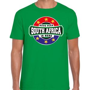 Have fear South Africa is here t-shirt met sterren embleem in de kleuren van de Zuid Afrikaanse vlag - groen - heren - Zuid Afrika supporter / Afrikaans elftal fan shirt / EK / WK / kleding L