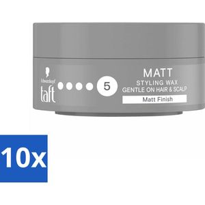 10 x Taft - Matt 5 - Styling Wax - Matterende finish - 75 ml - Haarfixatie - Haartextuur - 24 Uur Hold - Niet Plakkerig - Flexibele Styling