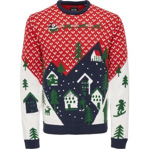 Only & Sons Trui Onsxmas Reg Landscape Crew Knit 22023349 Pompeian Red Mannen Maat - XS