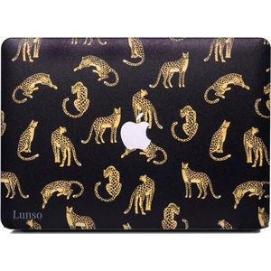 Lunso Geschikt voor MacBook Air 13 inch (2018-2019) cover hoes - case - Leopard Black