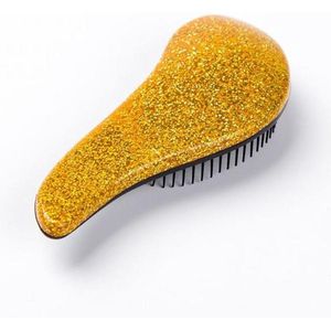Finnacle - Glitter haarborstel - Goud/Geel - Compacte anti-klit borstel - Hairbrush - Haarborstel met anti-klit functie