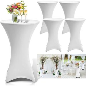 5x Luxe Statafelrok - ∅80-85x110 cm - Extra Dik & Sterk - Stretch Statafelhoes - Statafel Partytafel Tafelrok - Wit-Geschikt voor Horeca Evenementen | Cocktailparty | Trouwerij