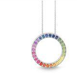 Quinn - Halsketting - Witgoud - 585/- 14 Karaat - Saffier - Regenboog