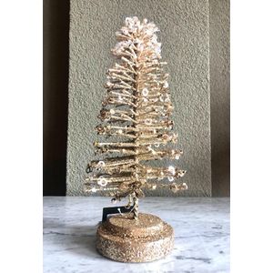 Kunstkerstboom glitter goud klein 10cm x 25cm - Kerst - Goudkleur - Gitter