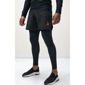 JUSS7 Sportswear - 2in1 Hardloop Broek met Telefoonzak Extra Lang - Black - S