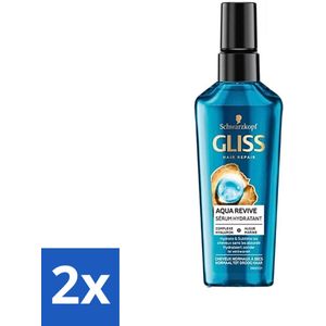 Gliss - Hair Repair - Serum Aqua Revive - oor Hydraterende Haarverzorging - 75 ml - Voordeelverpakking - 2 stuks