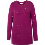 MIAMODA - Dames - Sweatshirt sierkralen lange mouw - Purper - Maat 42