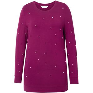 MIAMODA - Dames - Sweatshirt sierkralen lange mouw - Purper - Maat 42