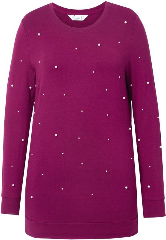 MIAMODA - Dames - Sweatshirt sierkralen lange mouw - Purper - Maat 42