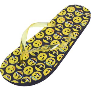 Zwart-gele teenslippers met emoji's 32-33