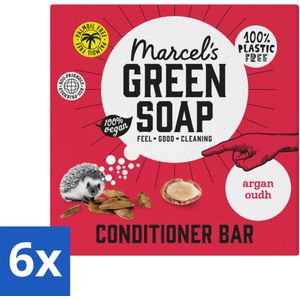 6 x Marcel's Green Soap - Conditioner Bar - Argan & Oudh - Krachtige werking - 60 gr - Haarverzorging - Conditioner Bar - Argan - Oudy - Biologisch