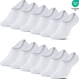12 Paar Onzichtbare Sneakersokken Footies Voetjes Met Siliconen Anti-Slip - Katoen - Wit - Maat 35-38 - Heren Dames Unisex - Zomersokken - Zakt niet af B-6002