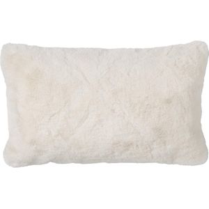 Dutch Decor ZAYA - Sierkussen 30x50 cm - bontlook - effen kleur - Snow White - wit - Inclusief binnenkussen