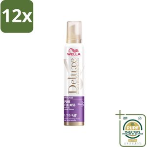 Wella – Deluxe Pure Fullness – Haarmousse – 200 ml - Voordeelverpakking - 12 stuks - Haarbescherming - Kerashield 5