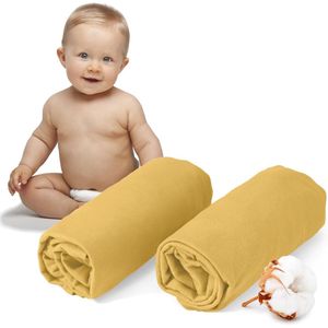 Hoeslaken 60x120 / 70x140 voor kinderbed - 100% jersey katoen, 150 g/m² - Geel