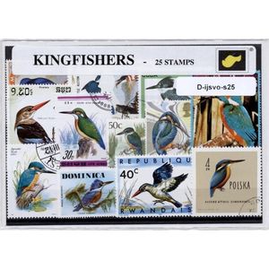 Ijsvogels - Luxe postzegel pakket (A6 formaat) : collectie van 25 verschillende postzegels van Ijsvogels – kan als ansichtkaart in een A6 envelop, authentiek cadeau -kado tip - geschenk - kaart - vogels - ijs vogel - vogel spotten - winter - natuur