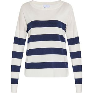 Usha - Fijngebreide Trui - Horizontaal Gestreept - Ronde Hals - Lange Mouwen