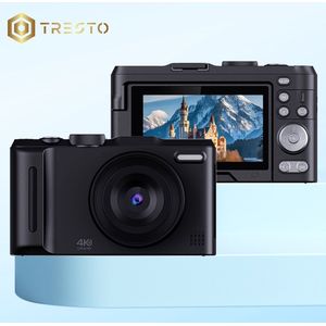 TRESTO - 4K Digitale Camera - 64 MP 18x Digitale Zoom - Autofocus Videocamera met 3 Inch Flip-scherm - Compacte Anti-shake Vlogcamera - voor Live Streaming Reisfotografie - 64 MP - Autofocus - Zwart