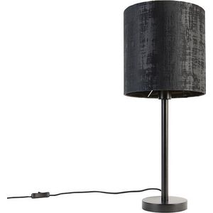 QAZQA simplo - Moderne Tafellamp met kap - 1 lichts - H 600 mm - Zwart - Woonkamer | Slaapkamer | Keuken