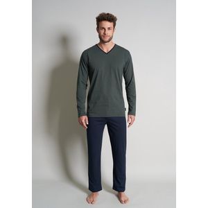 TOM TAILOR heren pyjama V-hals - donkergroen gestreept - Maat: XL