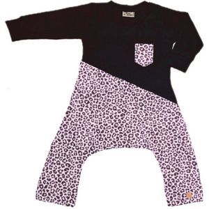 Onesie geschikt voor Pavlik, gipsbroek en Broek geschikt voor Pavlik, gipsbroek en spreidbroek Panter dusty roze/ zwart