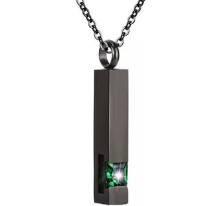 Luxe Ashanger | Met Ketting | Assieraad | Zwart Met Groene Steen | As Ketting | Gedenksieraad | Urn | Incl. As vuller