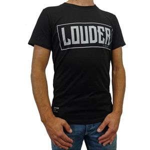 LOUDER® T Shirt Heren Zwart Grijs - Ronde Hals - Korte Mouw - Met Print - Met Opdruk - Maat M