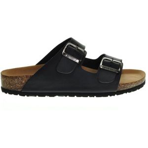 Slippers Zwart Leder Tweeband Bionatura maat 37