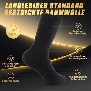 12 Paar Zakelijke Sokken voor Heren en Dames - Comfortabele Ademende Katoenen Crew-Sokken in Zwart en Wit