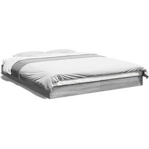 vidaXL - Bedframe - zonder - matras - 160x200 - cm - spaanplaat - grijs - Sonoma