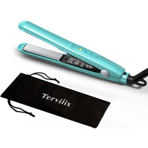 Terviiix Mini Haarglätter, Keramische Mini Glätteisen voor Korte Haar/Lokken en Pony, Lichtgewicht en Draagbaar, Kleine Glätteisen met Wereldwijd Spanning voor Reizen, Met Opbergzak, Blauw