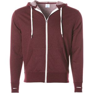 Unisex Zipped Hoodie 'French Terry' met capuchon Burgundy Heather - L