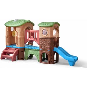Step2 Clubhouse Climber Speeltoestel - Speeltoren met 2 Glijbanen, Klimladder en Kruiptunnel - Speelhuis met Uitkijktoren van plastic / kunststof voor tuin / buiten