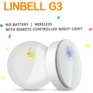 Waterdichte, Batterijloze en Draadloze Plug-in Deurbel met LED Nachtverlichting (G3_Wit)