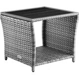 Casaria - Polyrattan Bijzettafel - Grijs - WPC Tafelblad 45x45x40cm
