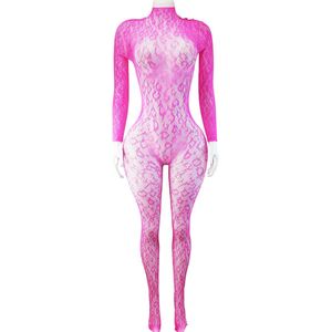 BamBella ® - Panty pak -Onesize - body suit - Dames - Onesize - Erotische jumpsuit van kant lingerie Roze