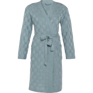 Knit Factory Gebreide Dames & Heren Badjas - Ochtendjas - Kamerjas Ivy - Stone Green - Groen - L/XL - Katoen