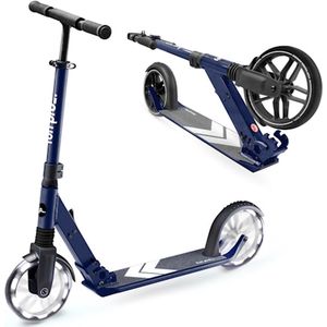 Five Scooter Deluxe Autoped Step - Vanaf 10 Jaar - Voor 120 - 190 Cm Lengte - Tot 100 Kg Lichaamsgewicht - Inklapbaar - In Hoogte Verstelbaar Stuur - Ergonomische Handvaten - Voetplank Tot Schoenmaat 50 - Draagriem - Wrijvingsrem - Grote Led Wielen