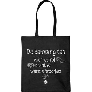 Shopper - Katoenen tas - Zwart - De camping tas - Cadeau - Gift