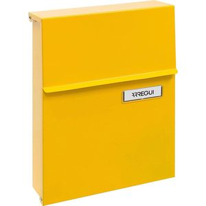 Brievenbus van verzinkt staal, maat S (DIN A5 Post), brievenbus voor buitengebruik, brievenbus met beschermklep, weerbestendig, eenvoudige montage, 2 sleutels, geel