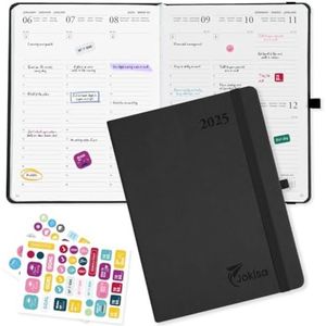Selbro ® Agenda 2025 - Weekplanner A5 Formaat (22 x 16 cm) - Semesterplanner met 12 Maanden Overzicht, Notitieruimte en Handige Extra's