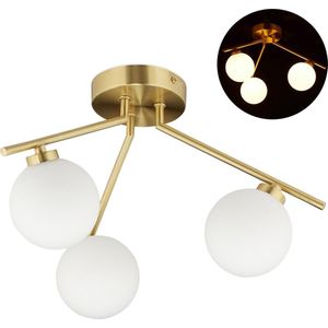 Relaxdays plafondlamp 3-lichts - metaal - eettafel lamp - voor woon- en slaapkamer - G3