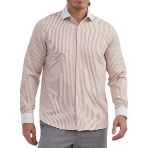 Heren overhemd Met Lange Mouwen - Comfort Fit - Longsleeve Shirt - Maat XL - Beige