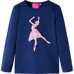 vidaXL - Kindershirt - met - lange - mouwen - 104 - marineblauw