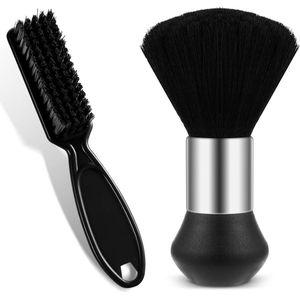 Allecto Plus - Kappernekborstelset met kapperstrimmer, reinigingsborstel en professionele kappersborstel - Haarafstofborstel voor nek en oren