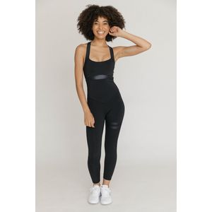 Topíssima Fitness Jumpsuit Nicole - Zwart Elegant All-in-One Sportpak maat M met Buttshaper V-Snitt voor Fitness, Yoga, Barre, Pilates - yoga kleding - sportkleding - Sportieve Onepiece met Elegante Rug - Gymsuit - Sportset Dames - Fitness Outfits
