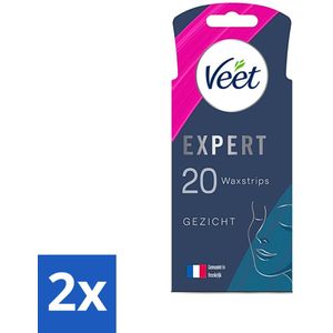 Veet Expert - Ontharingsstrips - Gezicht - Gevoelige Huid - 20 strips - Voordeelverpakking - 2 stuks