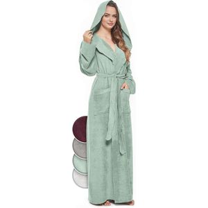 Extra lange katoenen badjas voor dames met capuchon - comfortabel en stylish