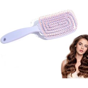 EXCITAT Anti-klit haarborstel - Unieke ontwarrende borstel - Ontwarrende borstel voor krullend en lang haar - Met spiraalveer - Lichtpaars - Unisex