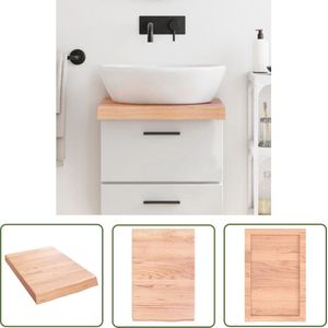 The Living Store Wastafelblad 40x60x(2-6) cm behandeld massief hout lichtbruin - Wastafelblad - Eikenhout - Keukenblad - Badkamermeubel - Designwasbak